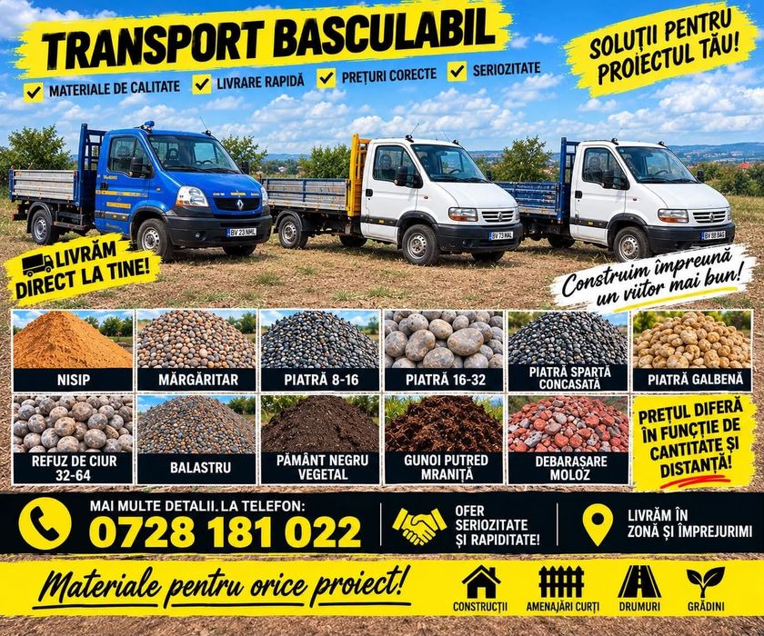 Ofer servicii de transport basculabil