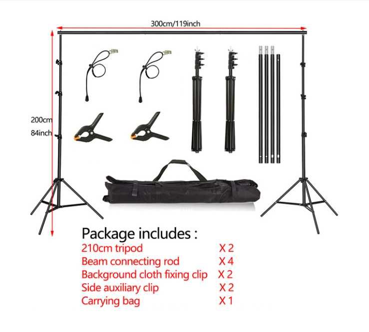 Фонова система 2х3 м. за фотография, видео и декорация