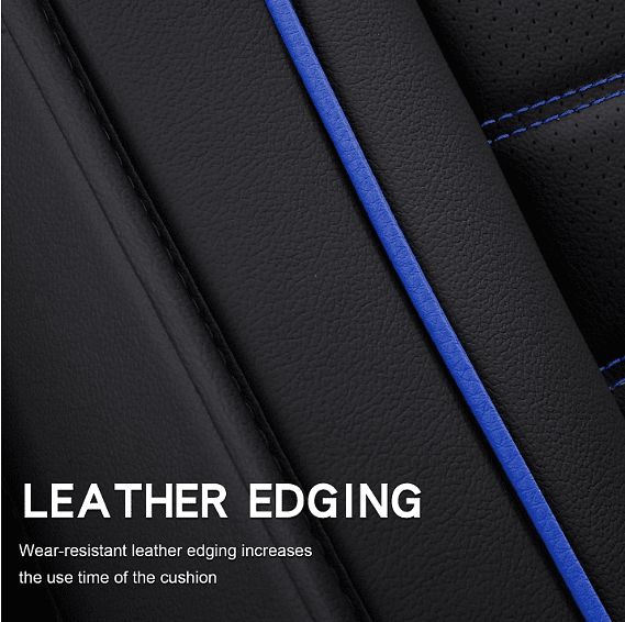 Пълен комплект луксозни калъфи за седалки автотапицерия черна със син