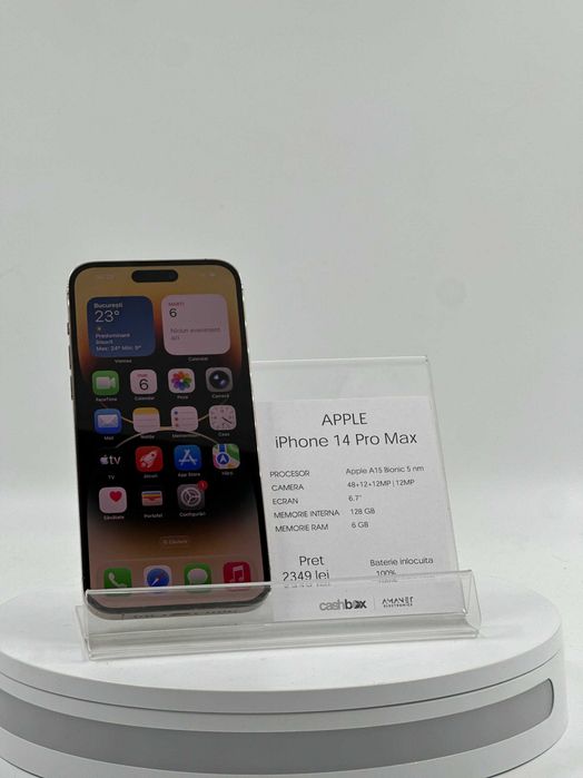 Iphone 14 Pro Max 128Gb Bat100% Inlocuita cu garantie 24 luni Cashbox