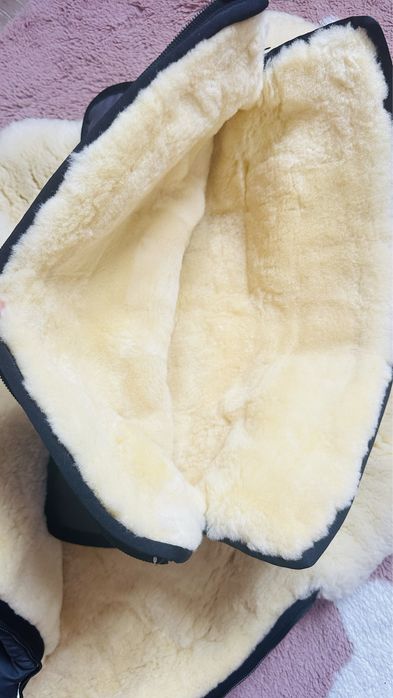 Естестена вълна!  Агнешки Зимен чувал за количка Маншон ръкавици НОВИ