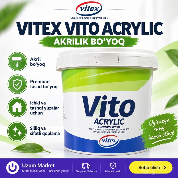 Vitex Vito Acrylic — akrilik fasad bo‘yog‘i