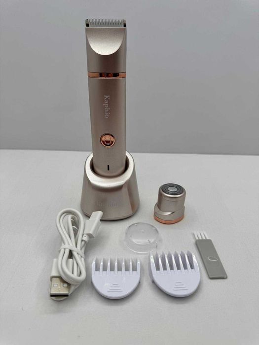 Aparat electric de ras si tuns pentru femei, reincarcabil, rose gold, Kaphio