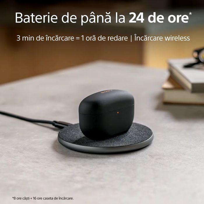 Casti In-Ear Sony WF-1000XM4B, True Wireless,autonomie 8 ore,Noi