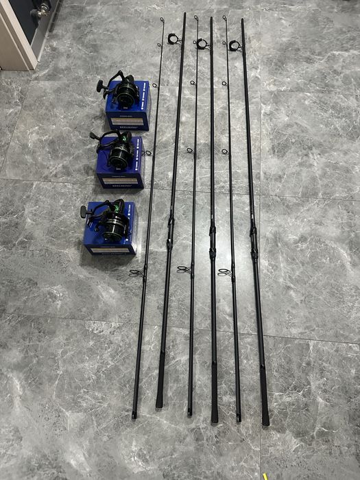 Set nou 3 lansete FL Ultra Team Carp 3.90m 3.75lbs + 3 mulinete REELSKING TM10000