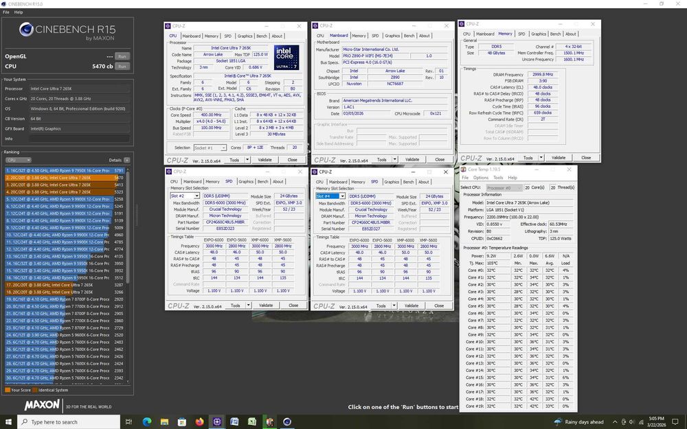 kit LGA1851 Core Ultra 265k box+MSI PRO Z890-P WiFi+ 2x16 GB DDR5