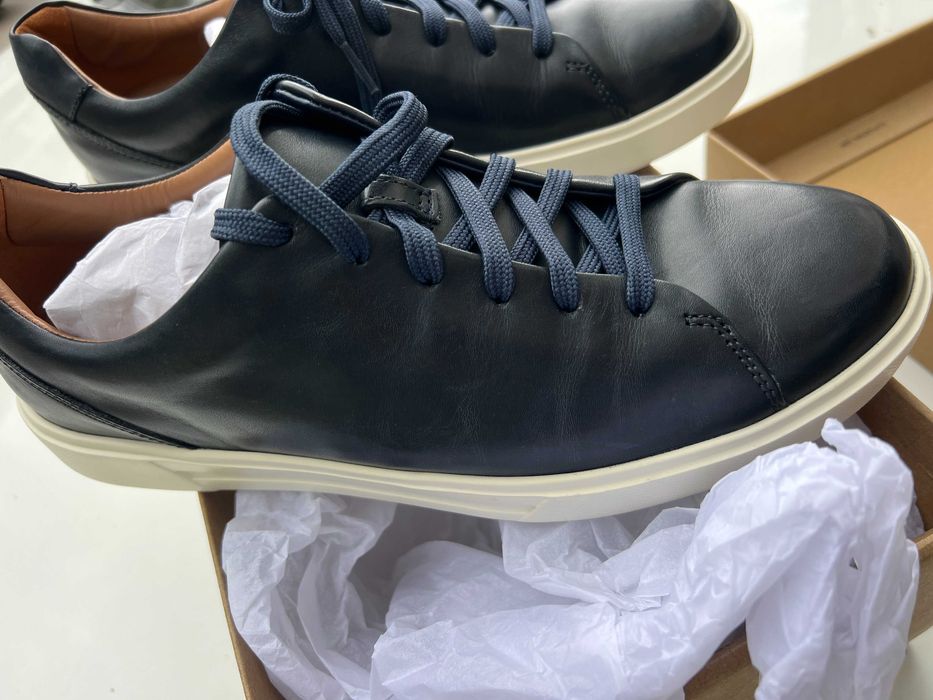 Clarks Una Costa Lace мъжки кожени обувки размер 43 бял, кафяв, син