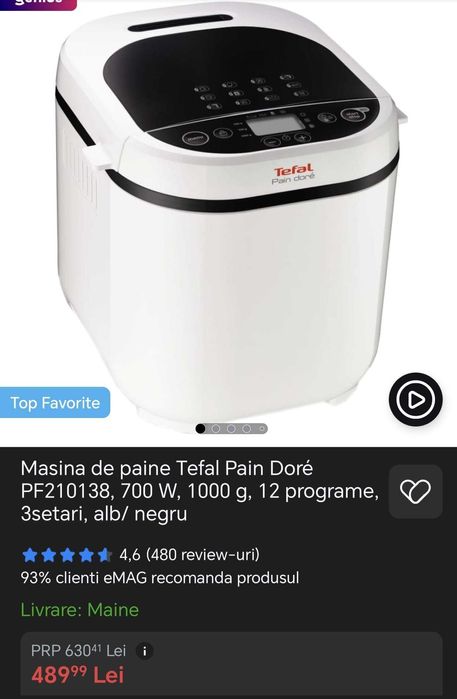 Tefal Masina de paine noua