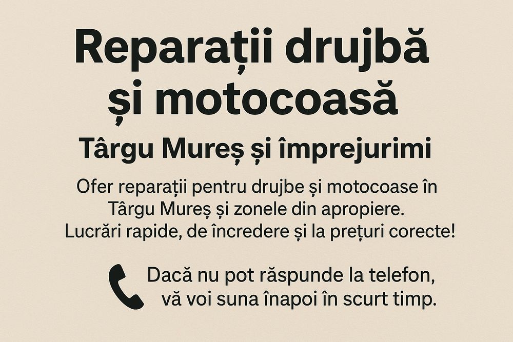 Reparații drujbă și motocoasă – Târgu Mureș și împrejurimi