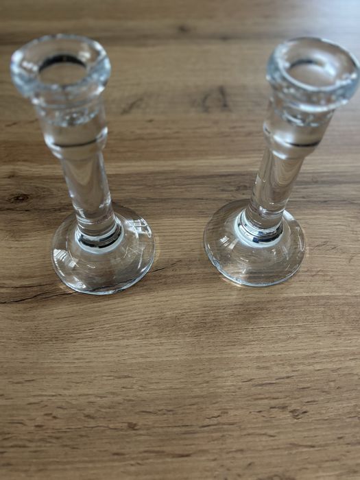 Set suport lumanari sticla - 2 sfesnice sticla