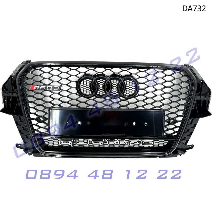 Предна RS решетка Audi Q3 12-15 пчелна пита черна грил броня ауди