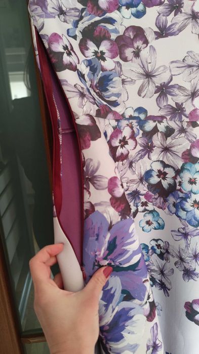 Rochie asimetrică True Violet, floral, potrivit civilă / eveniment, XS