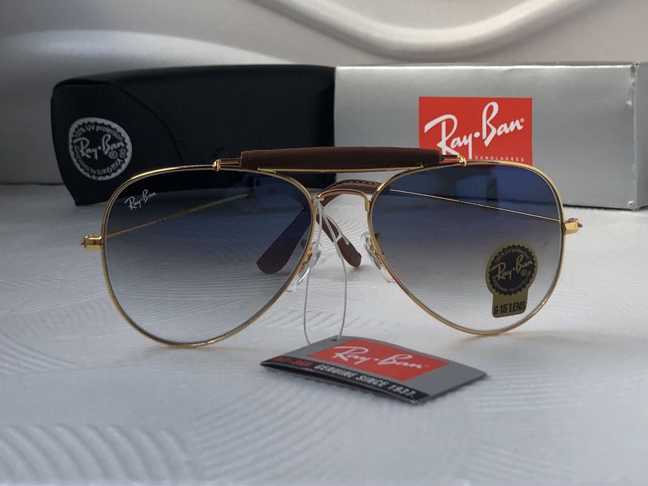 Мъжки слънчеви очила авиатор с кожа минерално стъкло 6 цвята