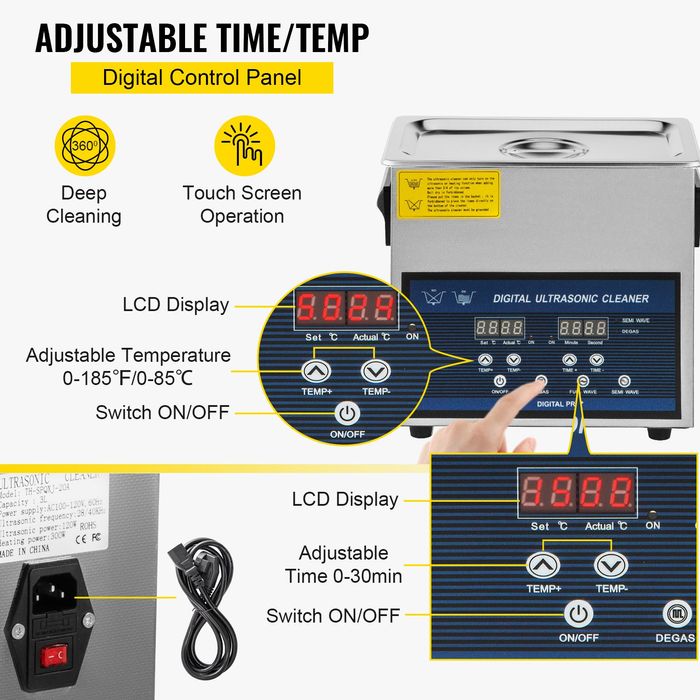 Curatator Ultrasonic 6L,Dual Frequency,pentru Bijuterii 28/40KHz