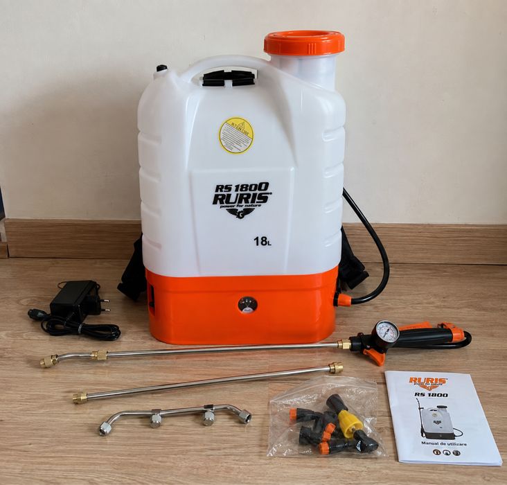 Pulverizator electric Ruris RS 1900 18L 12V 8Ah cu lance telescopica