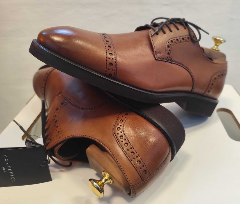 Pantofi derby 42 42.5 piele naturala Cortefiel NOI piele naturala
