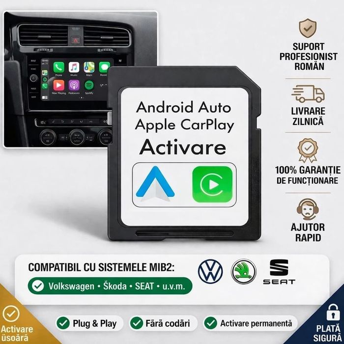 Activare App-Connect, Carplay, Android Auto pt VW, SKODA,SEAT / Discover MIB2 Waze Passat B8 / Golf 7 / CC / Arteon / Tiguan / Touran / T-ROC / Amarok