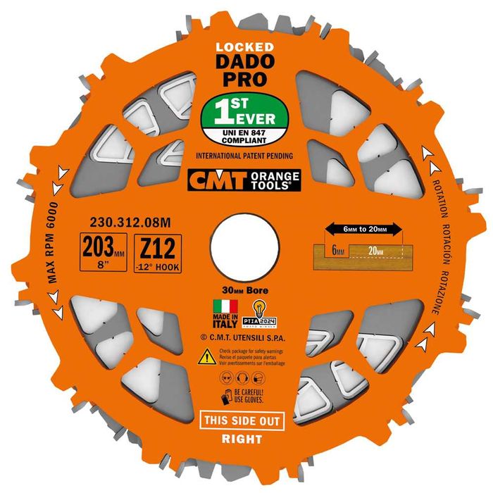 Set lame circular CMT, dado pro cod 230.312.08M, interior 30mm