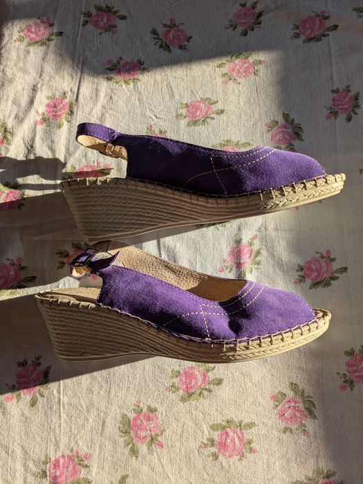 Sandale dama din piele întoarsă mov mărimea 41