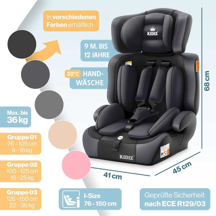 Детско столче за кола, Група 1+2+3, 9-36 кг - Ново