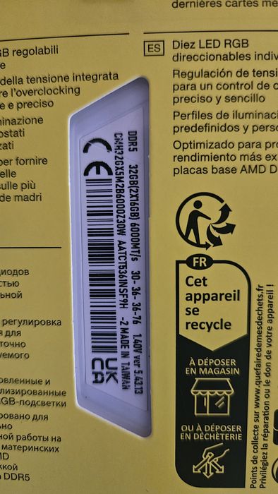 Kit 32gb Ram Corsair Vengeance RGB 6000 MT/s DDR5 CL30 Alb