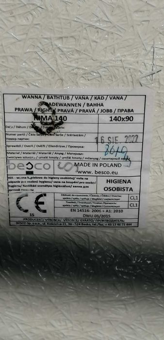 Vana pentru baie pe colt 140x90