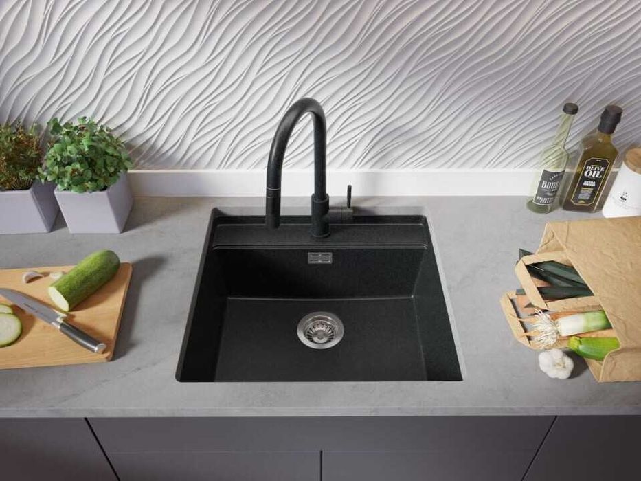 Графит кухненска мивка за вграждане под плот Берген 60 Low 560x530 мм