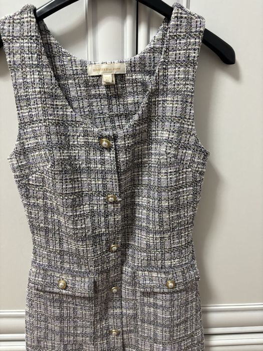 Rochie  Sarafan fete gri cu negru si mov argintiu