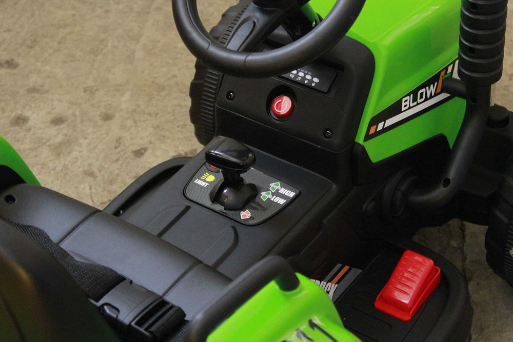 Tractoras electric Kinderauto BJ611 2x30W 12V cu remorca si RC Green