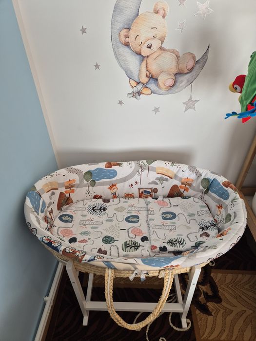 Coșuleț bebelus / patut bebelus cu sistem Leganare Ahoj Baby