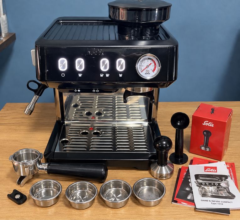 VÂND ESPRESSOR SOLIS GRIND & INFUSE COMPACT 1018N – 3 ÎN1 cu rasnita integrata si sistem de spumare al laptelui