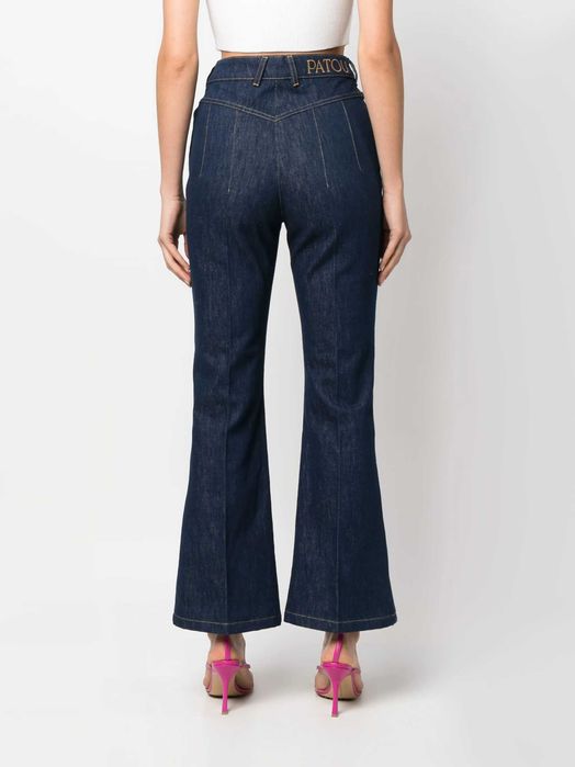 patou jeans blue navy gold details high waist new