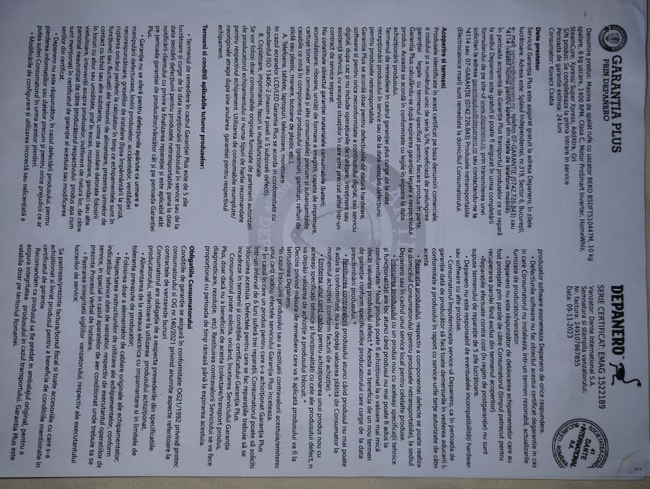 Masina de spalat rufe cu uscator BEKO B5DFT510447M, 10 kg spalare, 6 k