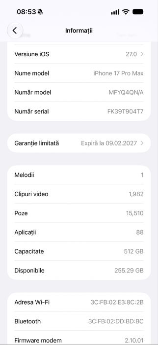 Vand Iphone 17 Pro MAX ,512gb GARANTIE