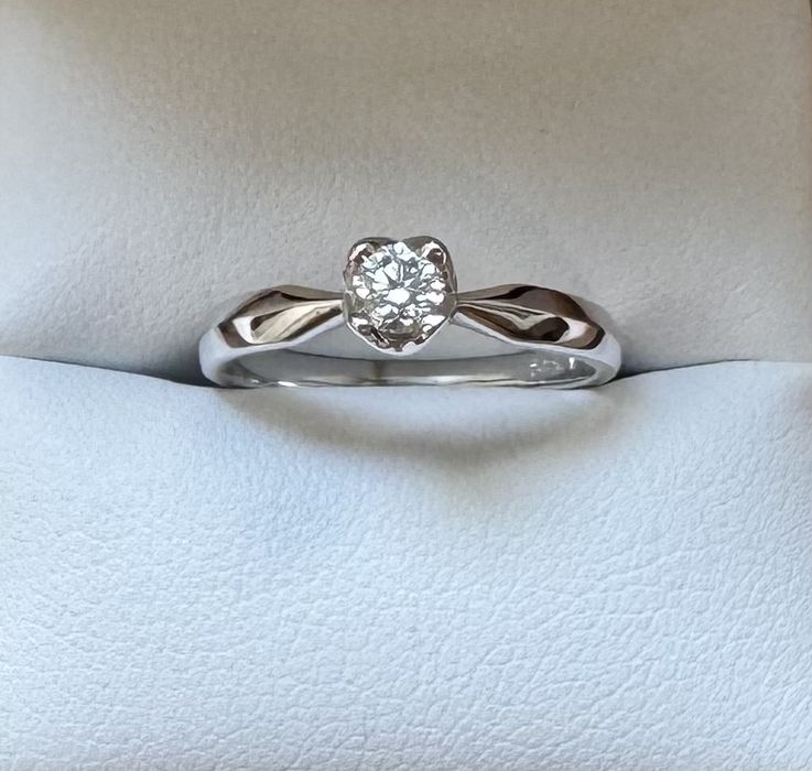 Inel logodna marimea 50 aur alb diamant natural