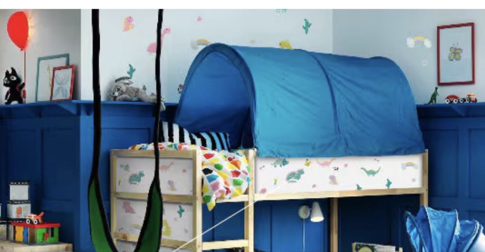 Cort pat Ikea albastru pat de o persoana