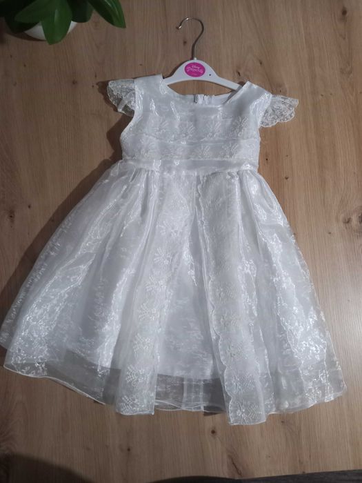 Детска официална бяла рокля / бяла рокличка за празненство 104см 3-4г.