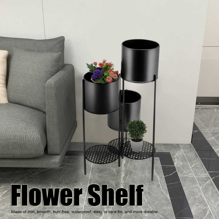 Намален! Цветарник от ковано желязо - 3-степенна стълба Рафт за саксии