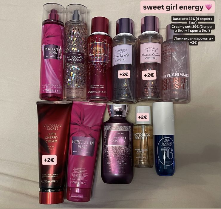 Отливки от спрейове/кремове Victoria’s Secret, BBW, Sol de Janeiro