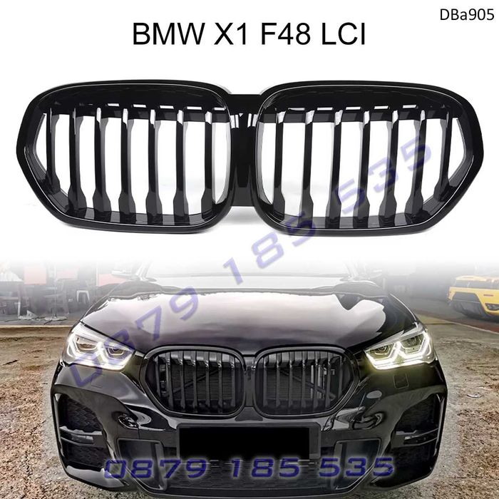 Черни двойни тунинг бъбреци BMW X1 F48 фейс бмв решетки предни х1 ф48
