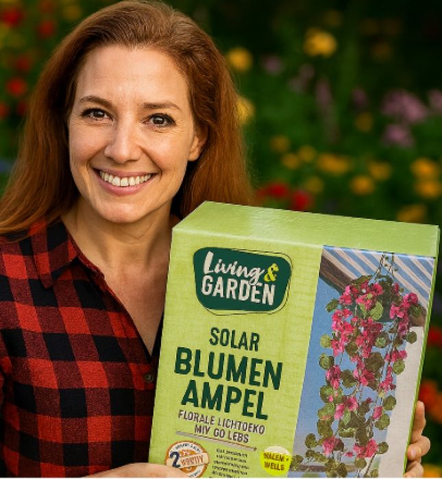 Соларна висяща саксия с LED осветление Living & Garden – 60 LED, топло