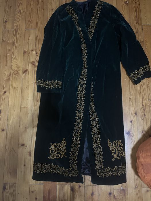 Халат бархатный темно-зеленый