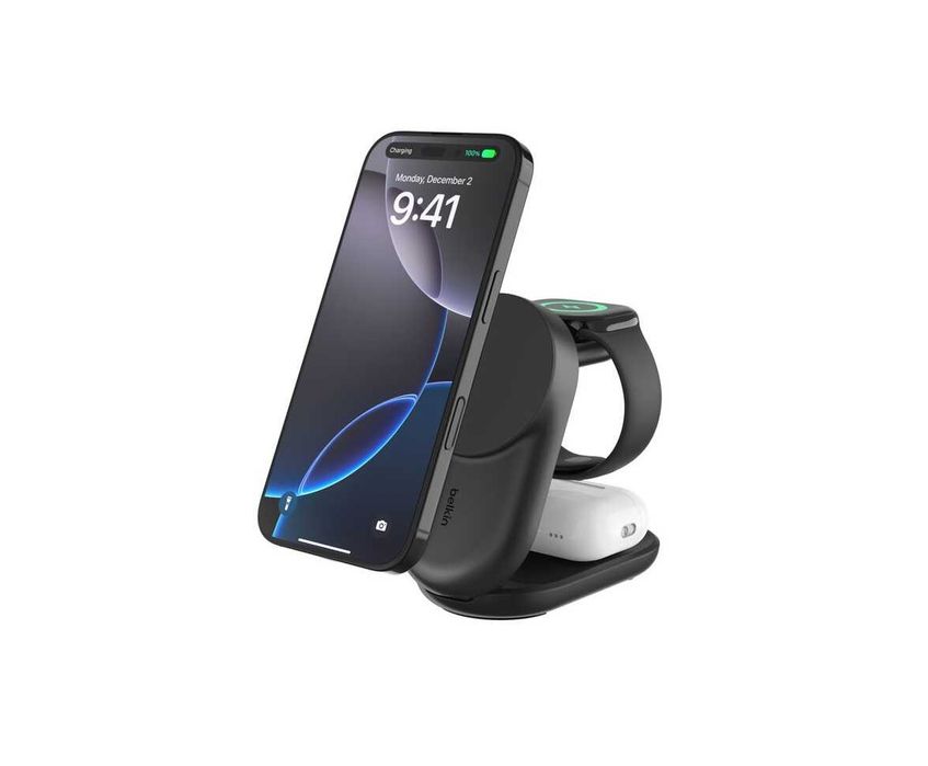 ( Беспроводное ЗУ BELKIN 25W Qi2 3-in-1 Foldable Charger Black