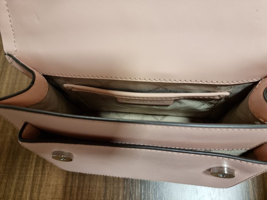 Оригинална чанта от естествена кожа Michael Kors Heather Large Shoulder Bag –Pink