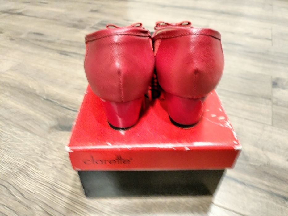 Pantofi rosii dama | piele | toc 3 cm | marime 38