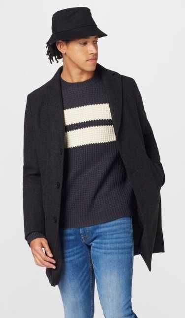 Palton slim premium Cinque 54 XXL lana moale de alpaca gri antracit