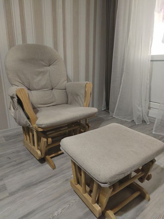 Fotoliu reglabil pentru alaptare, cu suport de picioare inclus, , Natural Beige, Onino