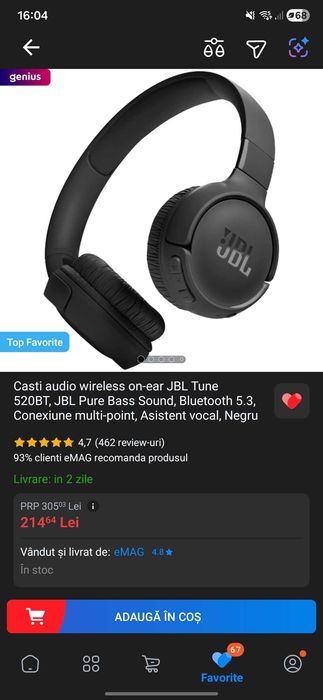 Casti JBL  tune 520BT