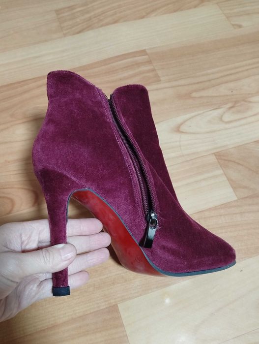 Замшевые ботильоны бордовые, 39 размер