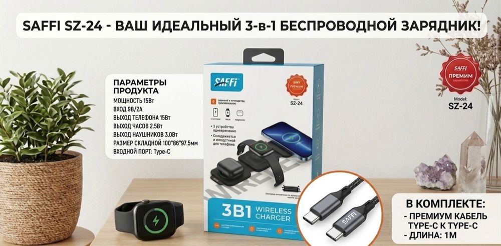 Беспрводная зарядка 3в1